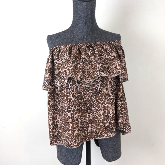 ARITZIA Wilfred Promener off the shoulder Top cheetah - Picture 2 of 7